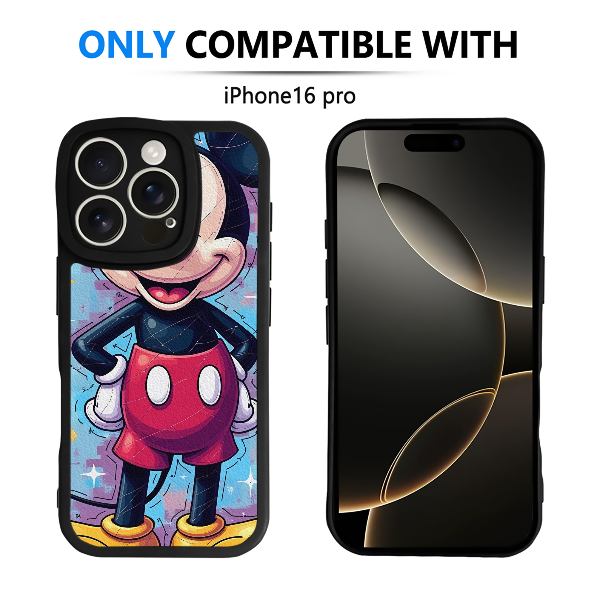 （画像用） ミッキーマウス Mickey Mouse 【iPhone 16シリーズ対応】シリコンスマホケース（レザー調） 材質：シリコン